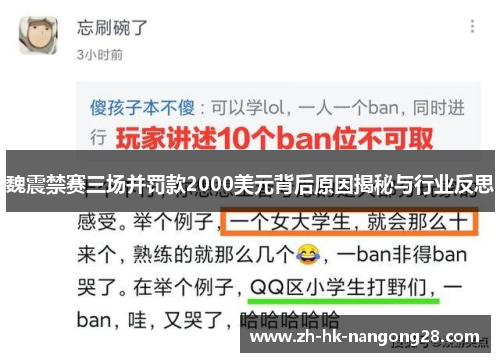 魏震禁赛三场并罚款2000美元背后原因揭秘与行业反思