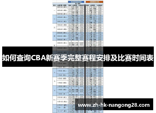 如何查询CBA新赛季完整赛程安排及比赛时间表